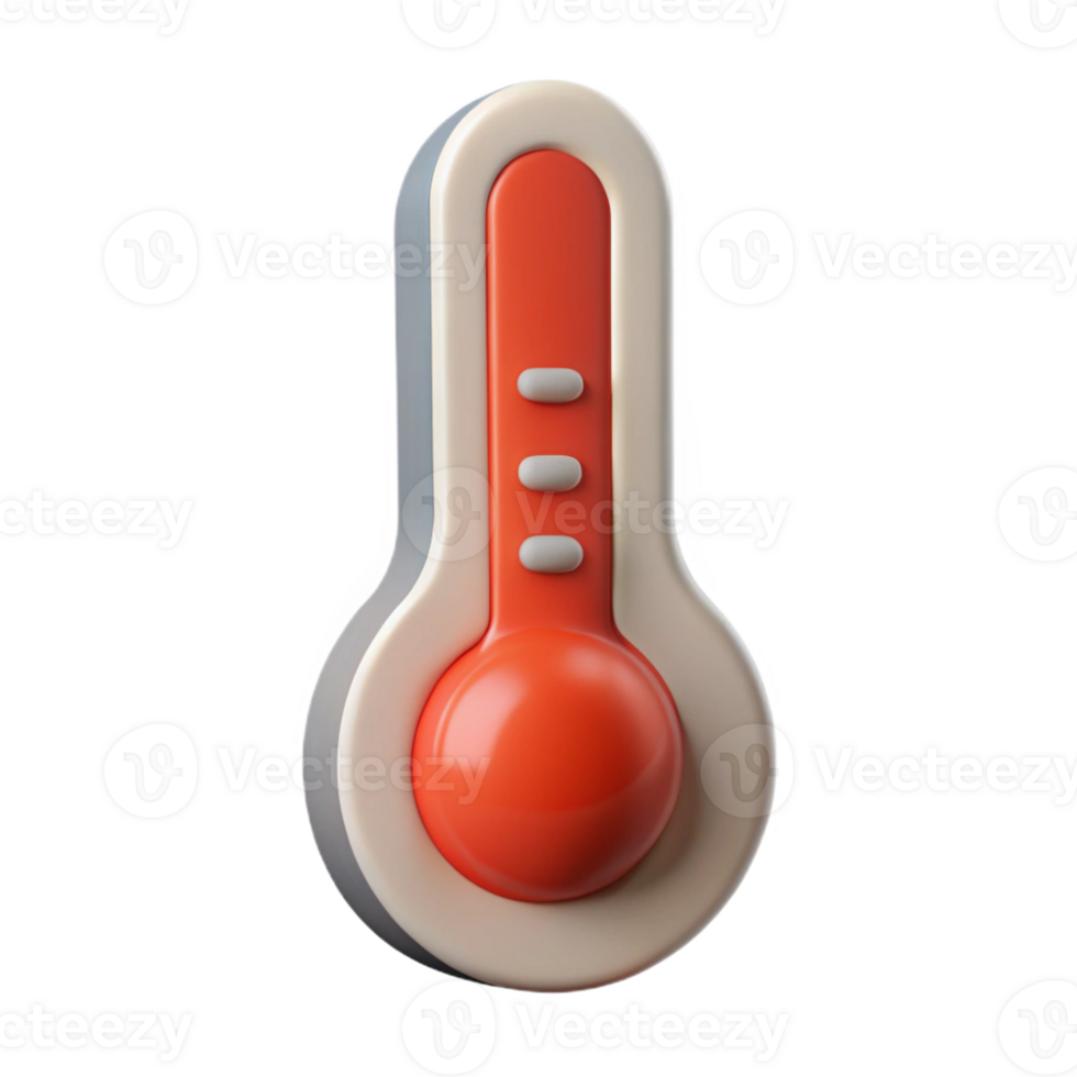 3D Cartoon Red Thermometer Icon for Temperature Measurement, Fever, and Health Monitoring png