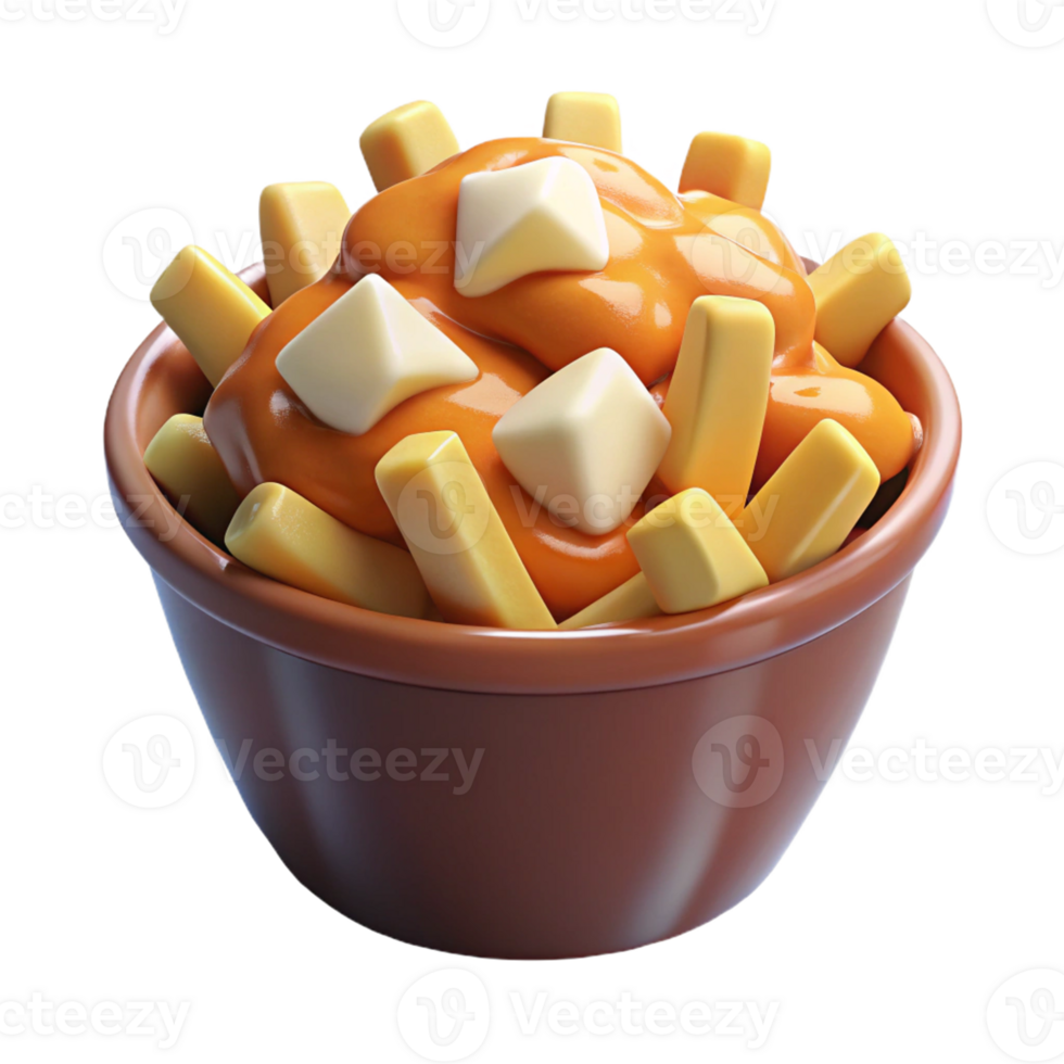Delicious and Appealing 3D Render of Traditional Canadian Poutine Food Dish png