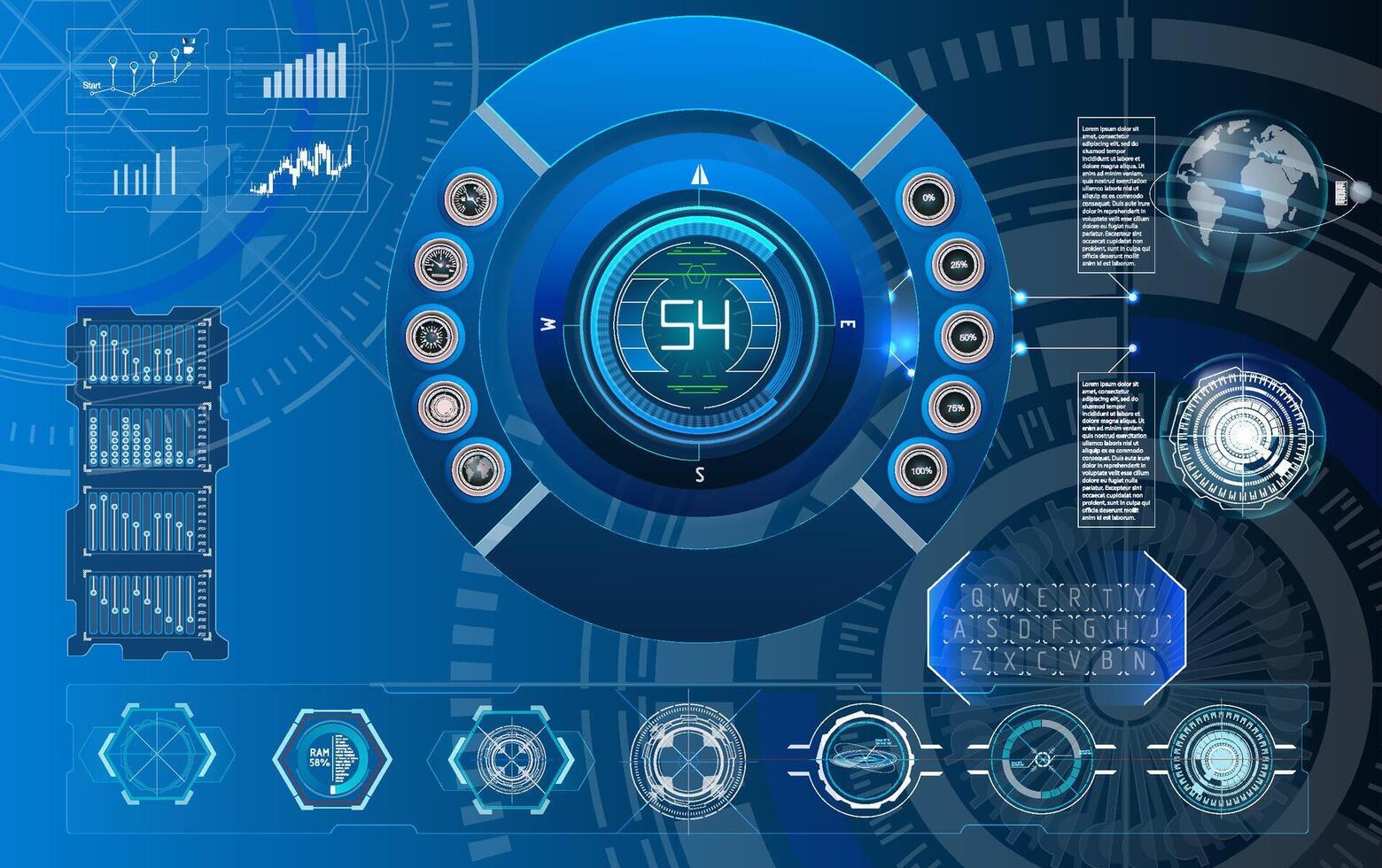 Futuristic data display interface vector