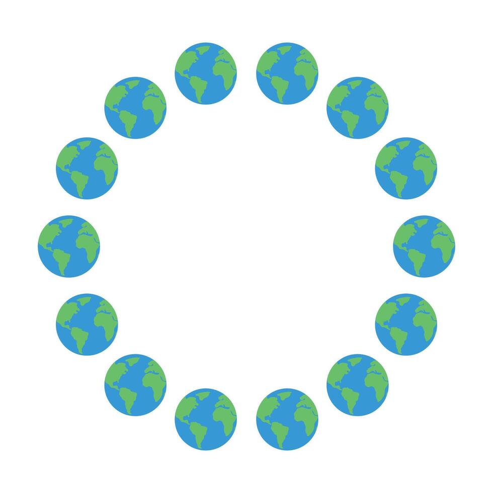 Frame of the circle planet Earth. Cute design. flat illustration isolated on a white background vector