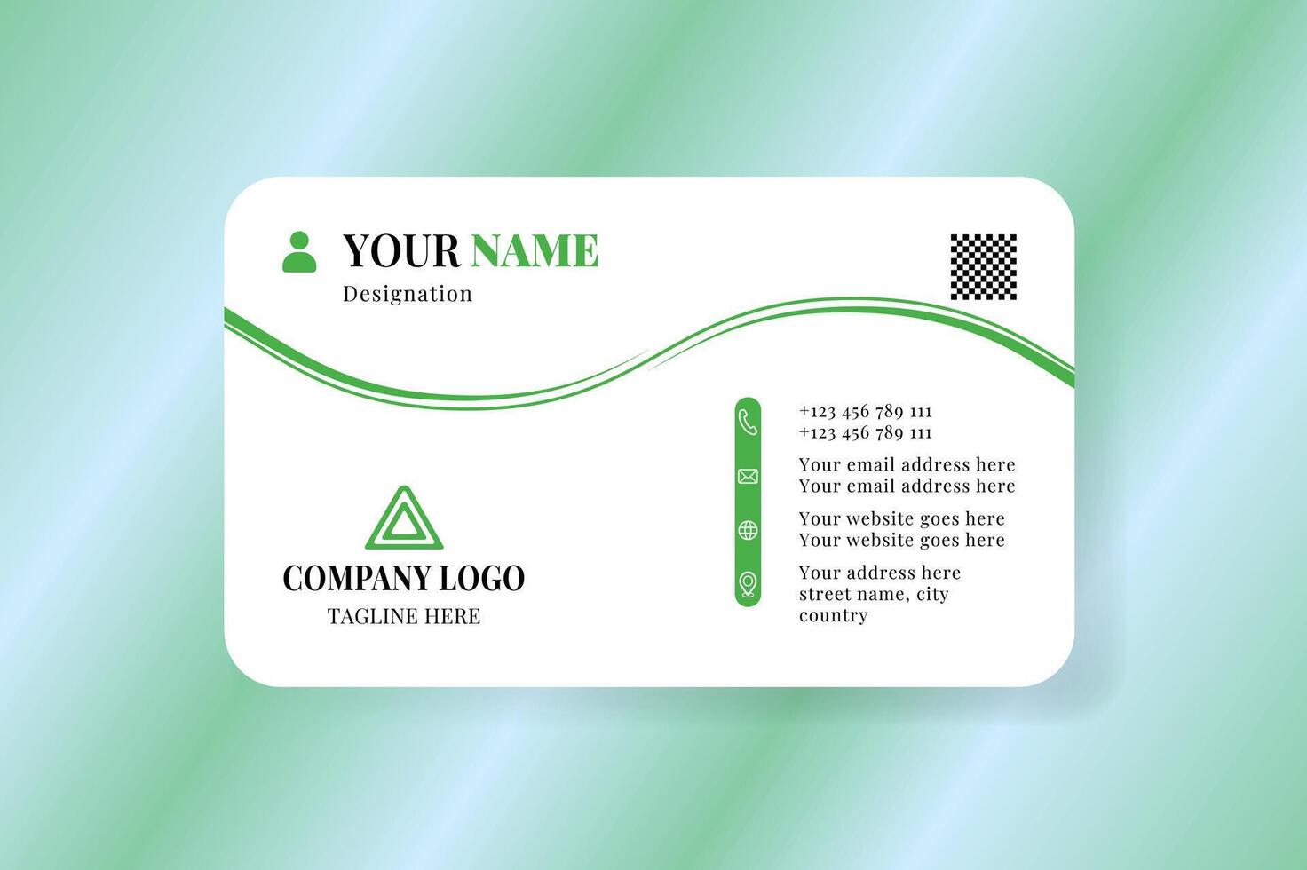 One side Luxury clean style green and white business card template vector