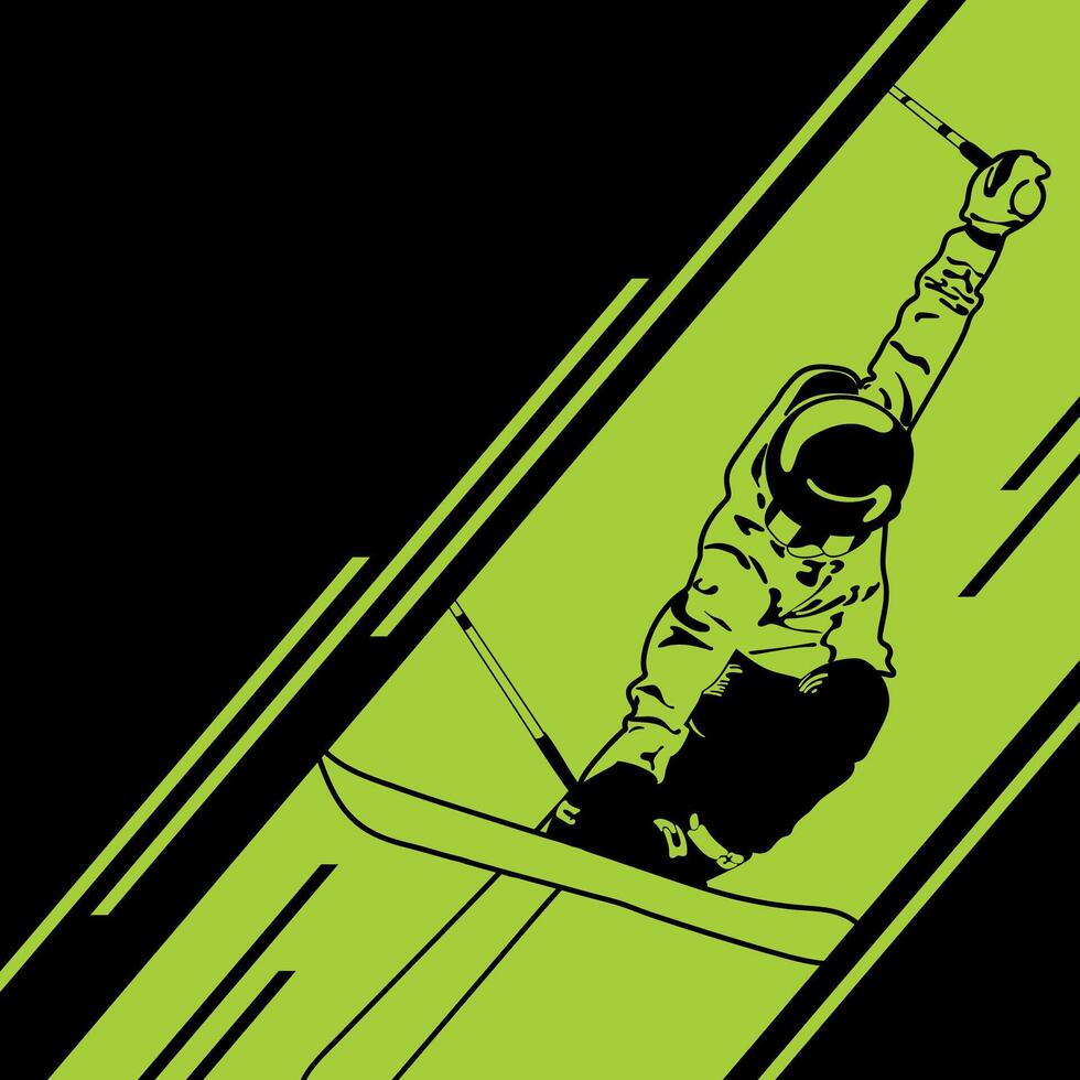 extreme jump on freestyle ski on neon background, modern ski vector