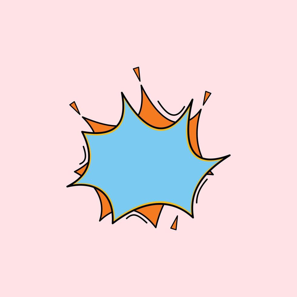 Blue and orange comic explosion illustration, suitable for pop art design, sound effects, creative graphic elements or cartoon style visual decoration, with pink background vector