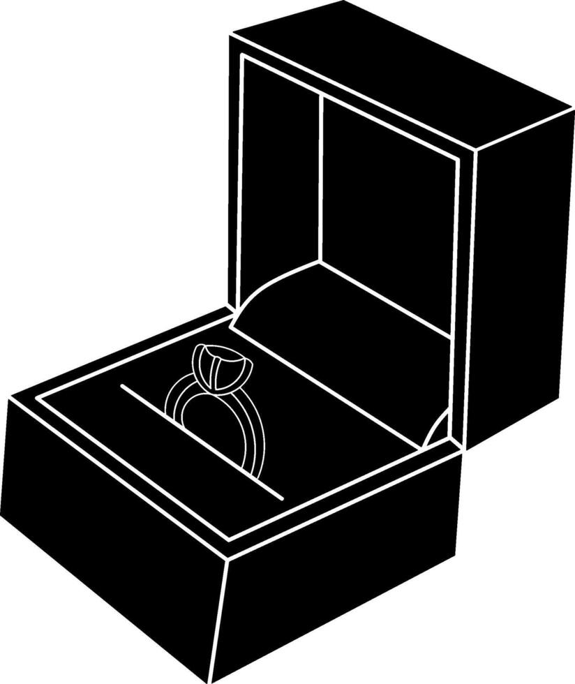 Silhouette of Engagement Ring in Red Jewelry Box vector