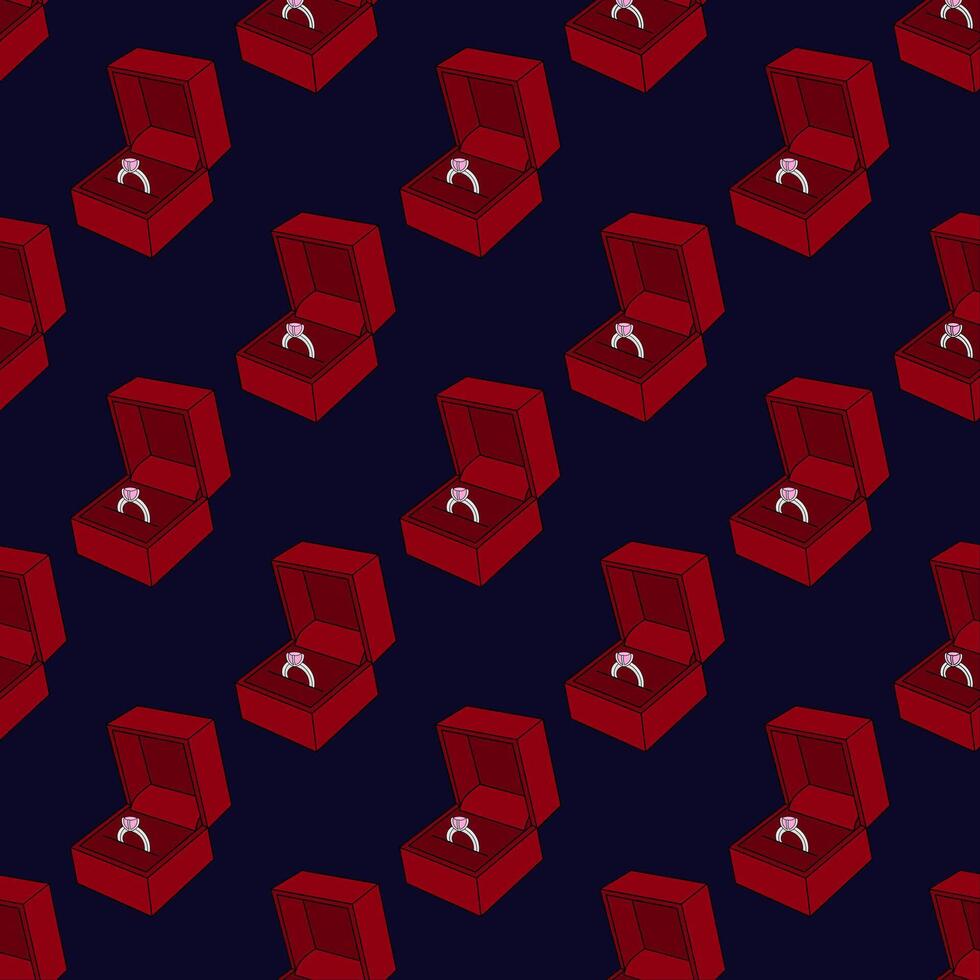 Romantic Proposal Ring Box Seamless Pattern vector