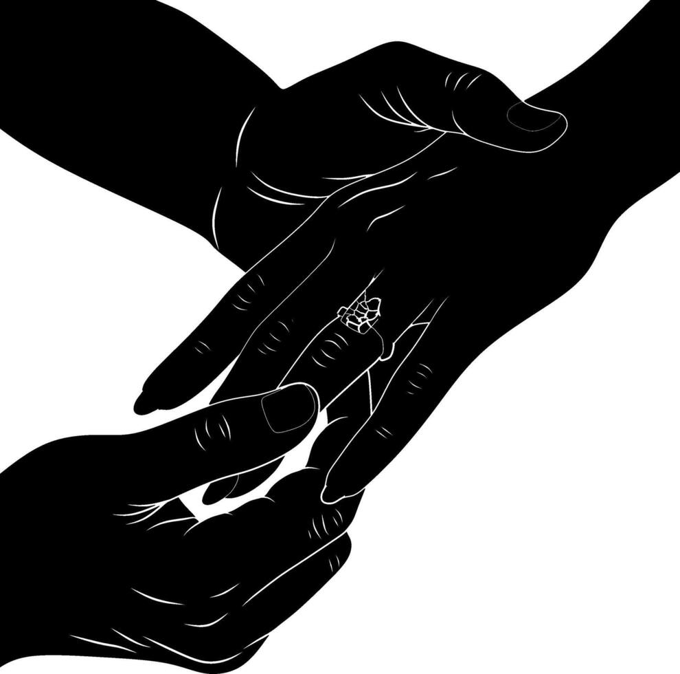 Silhouette of Romantic Engagement Moment vector