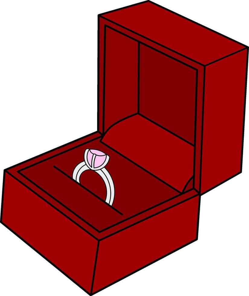 Engagement Ring in Red Jewelry Box vector