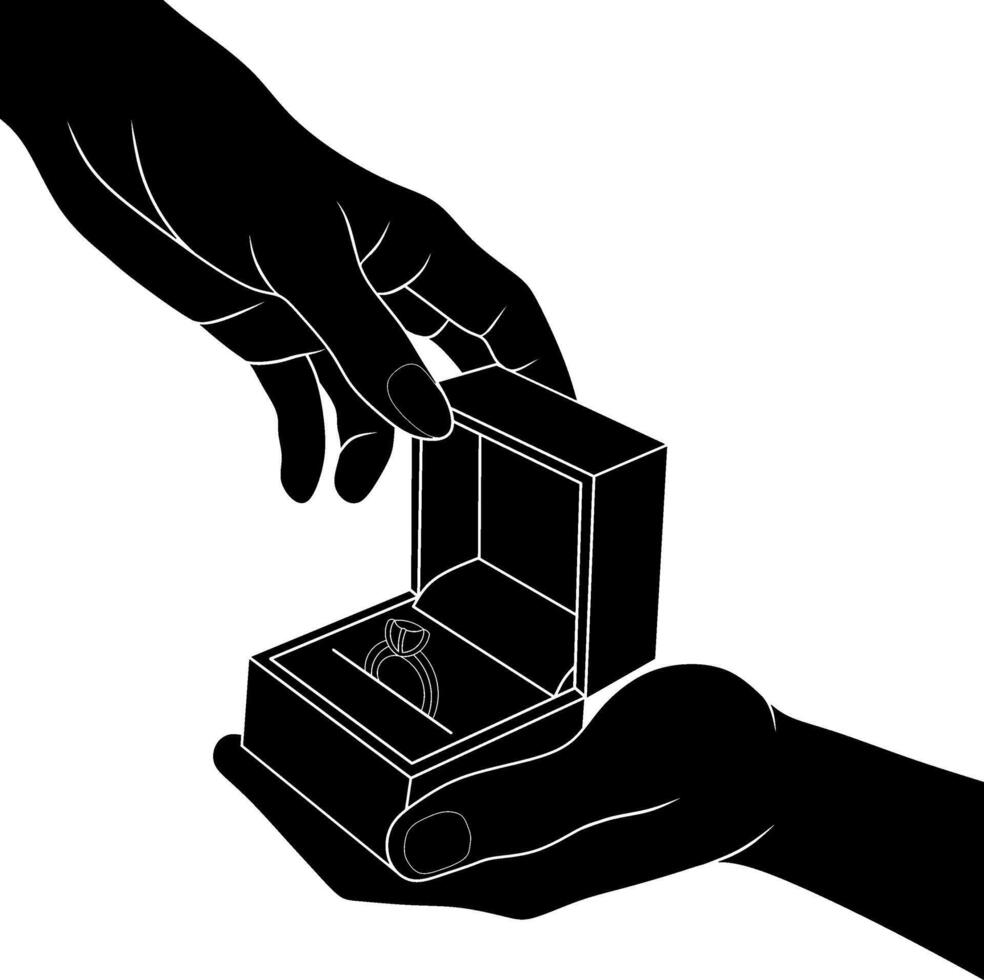 Silhouette of Love and Commitment Symbolized by Ring vector