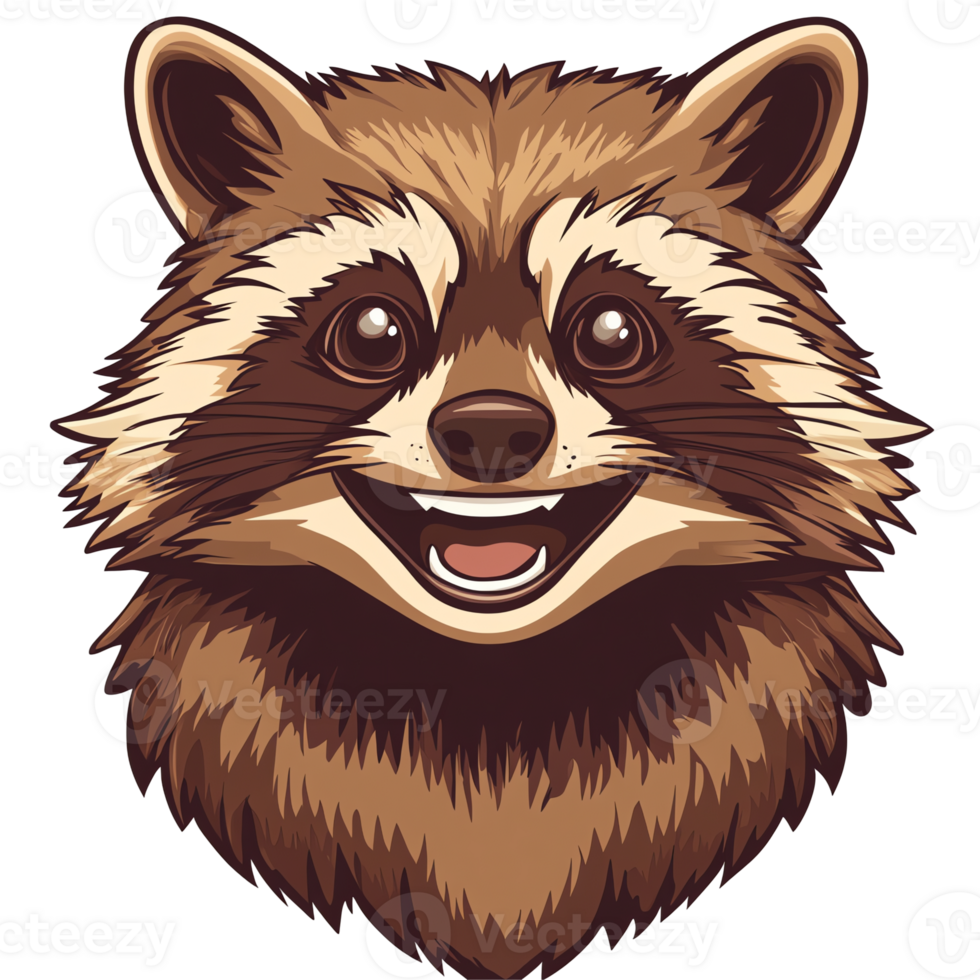 Adorable Raccoon Face Happy, Cartoonish Illustration png