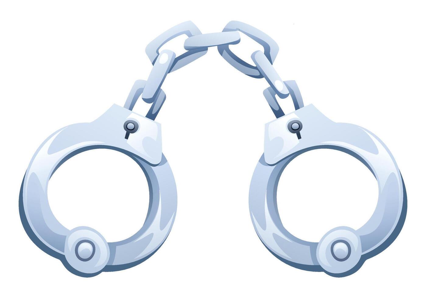 Handcuffs, commonly used by law enforcement to restrain suspects and maintain custody. Cartoon illustration vector