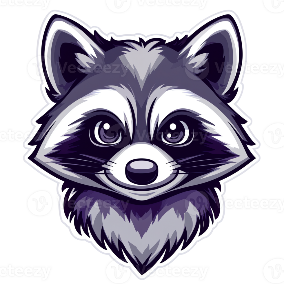 Adorable Cartoon Raccoon Face Perfect for Kids' Products, Logos, and Stickers png