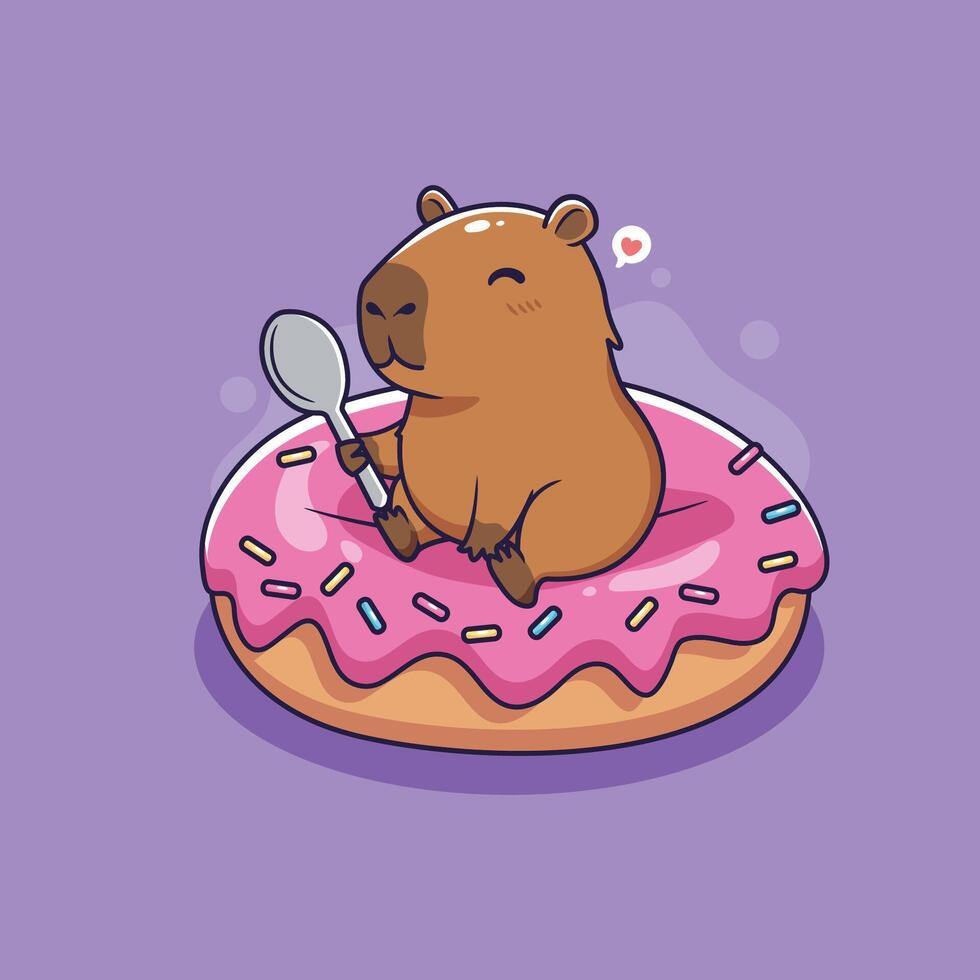 Capybara on a donut vector