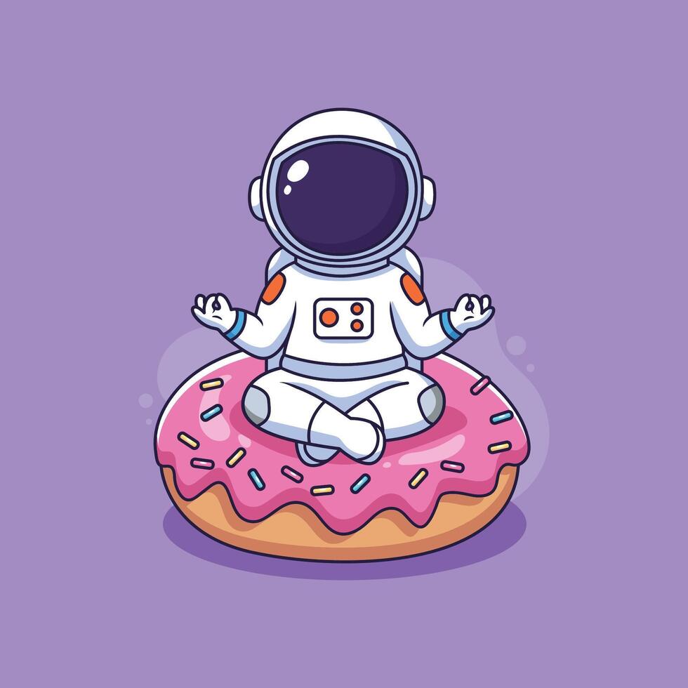 Astronaut sitting on a donut vector
