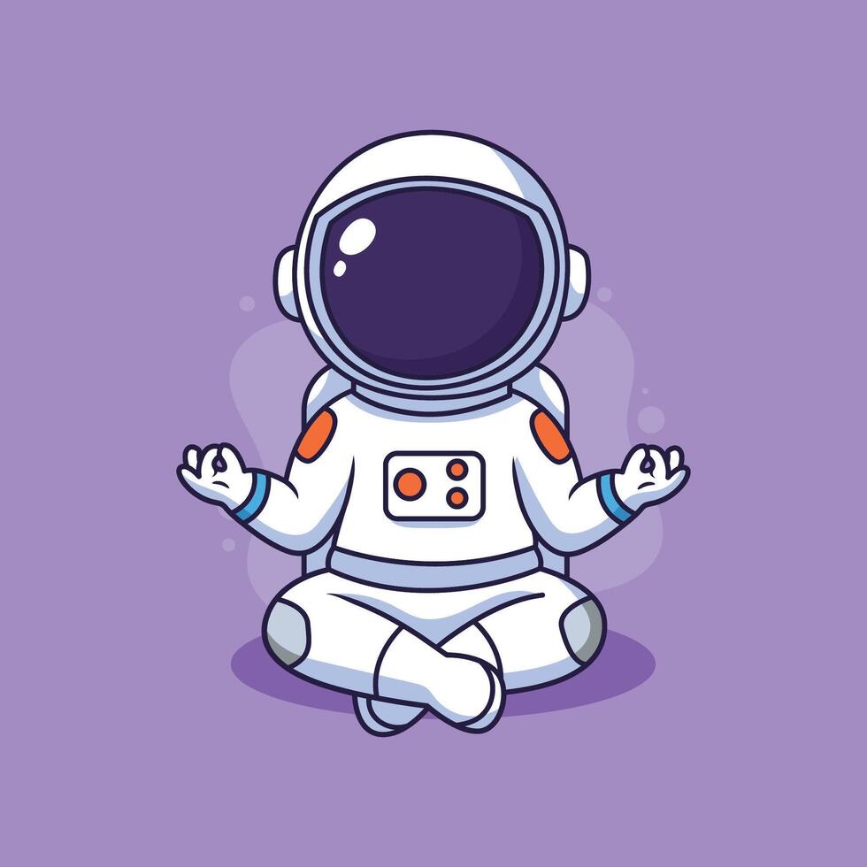 astronaut meditating in space vector