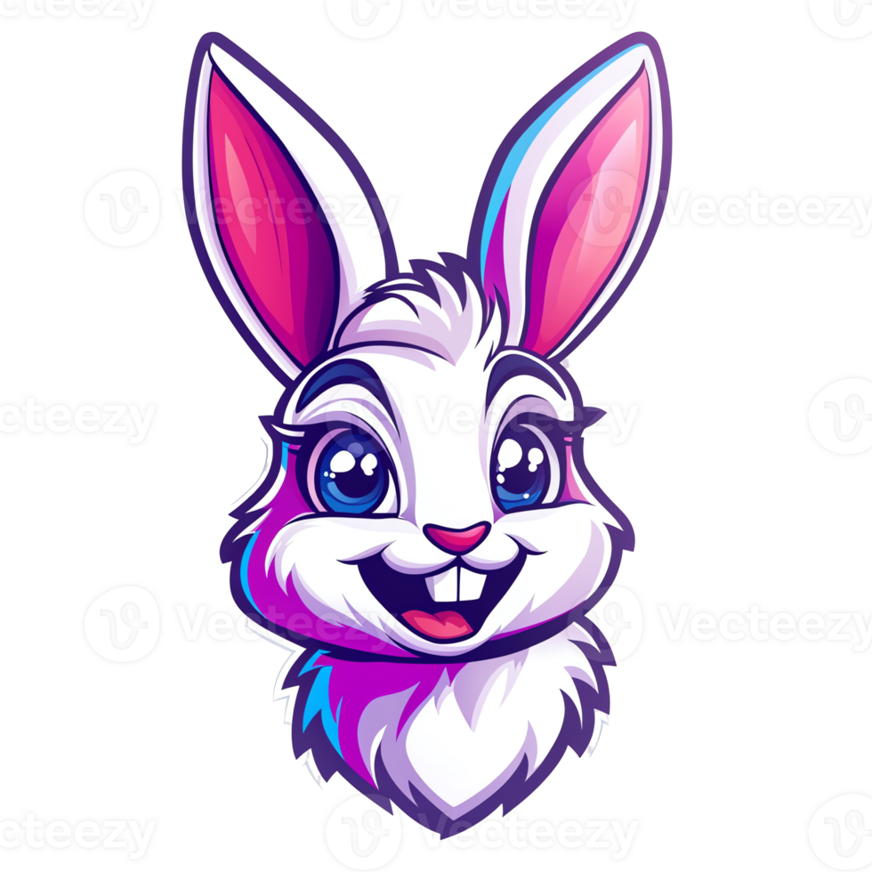 cartoon rabbit head on transparent background png