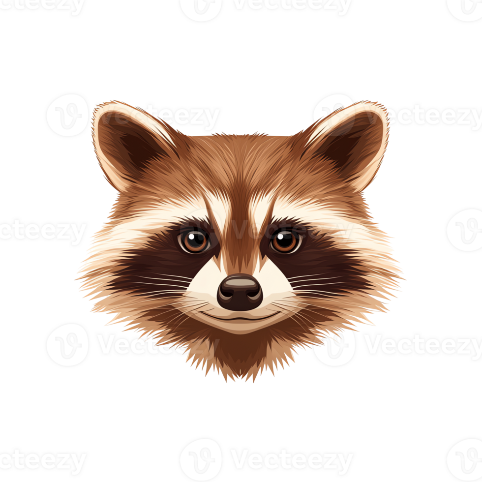 Adorable Raccoon Face Close-Up Portrait of a North American Raccoon, Detailed Illustration. Perfect for wildlife, animal lover, nature, and mascot designs. png