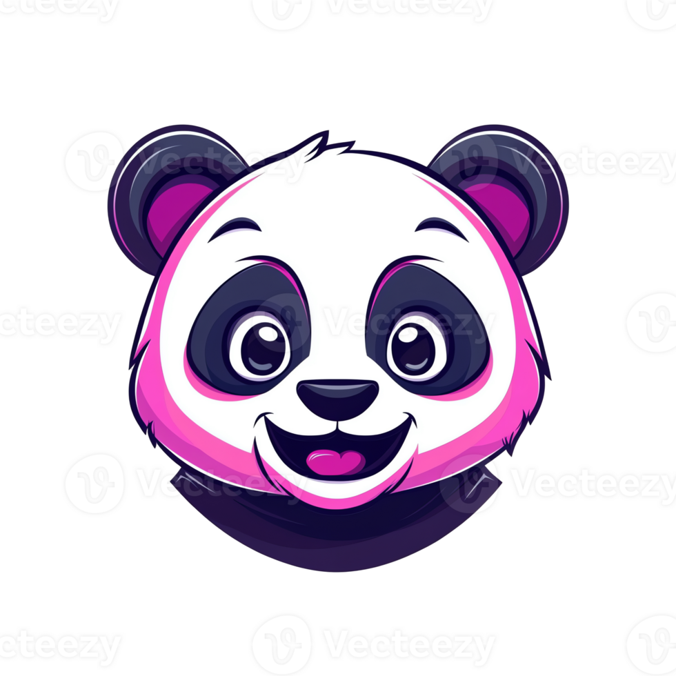 Adorable Cartoon Panda Face Happy, Playful, Pink Accents png