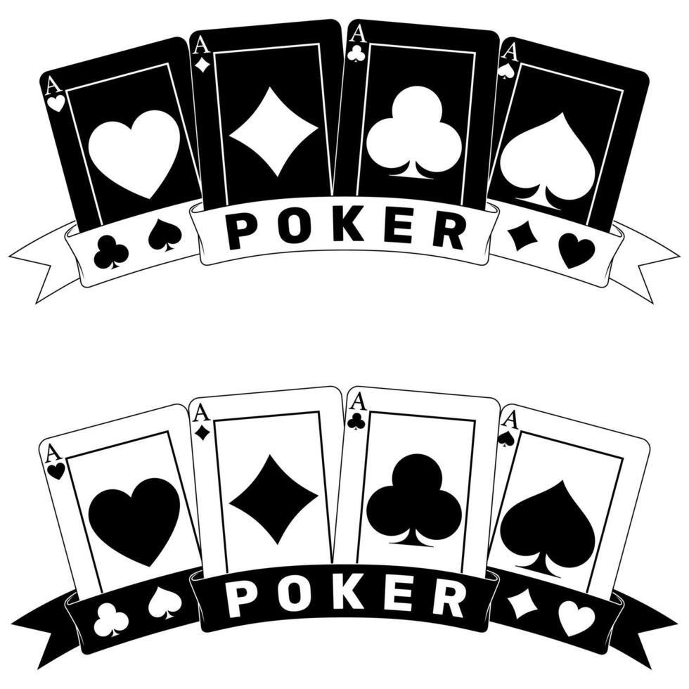 Poker hand surrounded with ribbons, poker symbols of heart vector