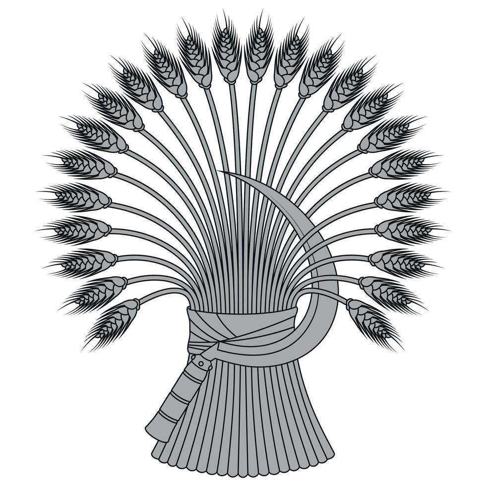 Wheat sheaf with sickle harvest symbol, Harvest tool with Wheat sheaf vector