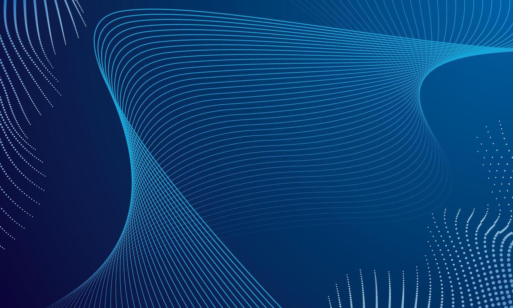 Blue background technology line wave and particle vector