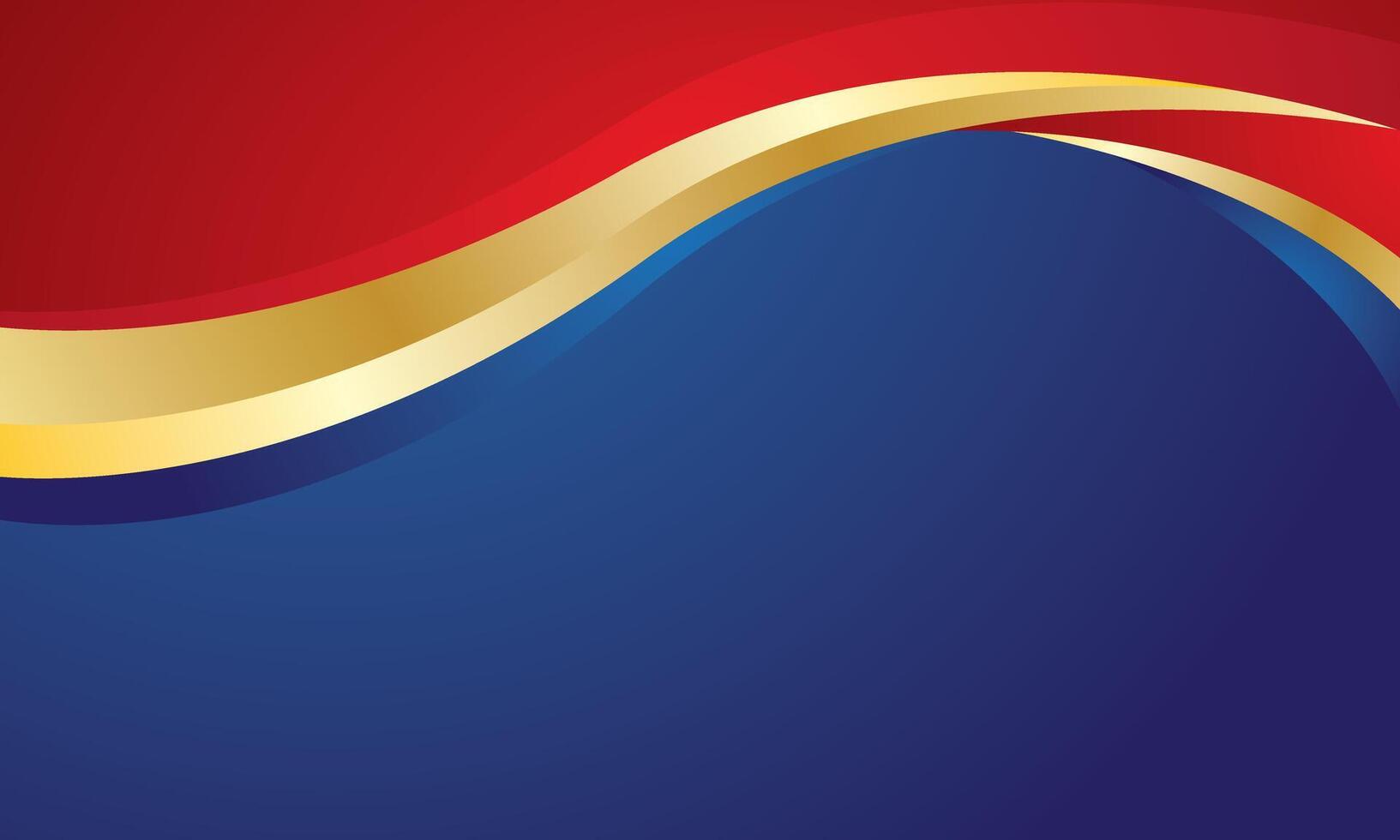 Modern red gold wave on blue background for certificate vector
