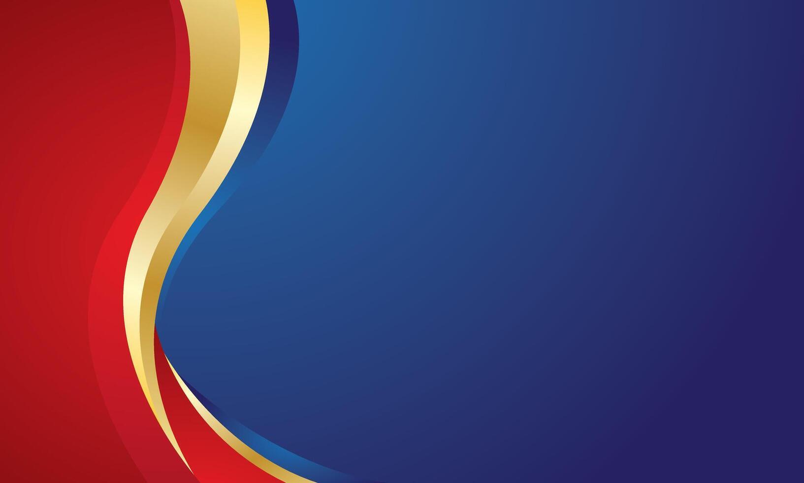 Modern red gold wave on blue background design for certificate vector