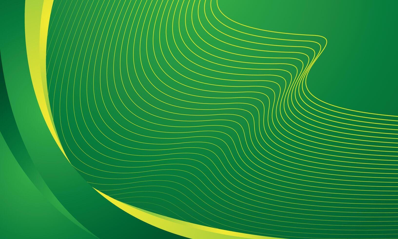 Green gradient background with modern abstract green yellow curves vector
