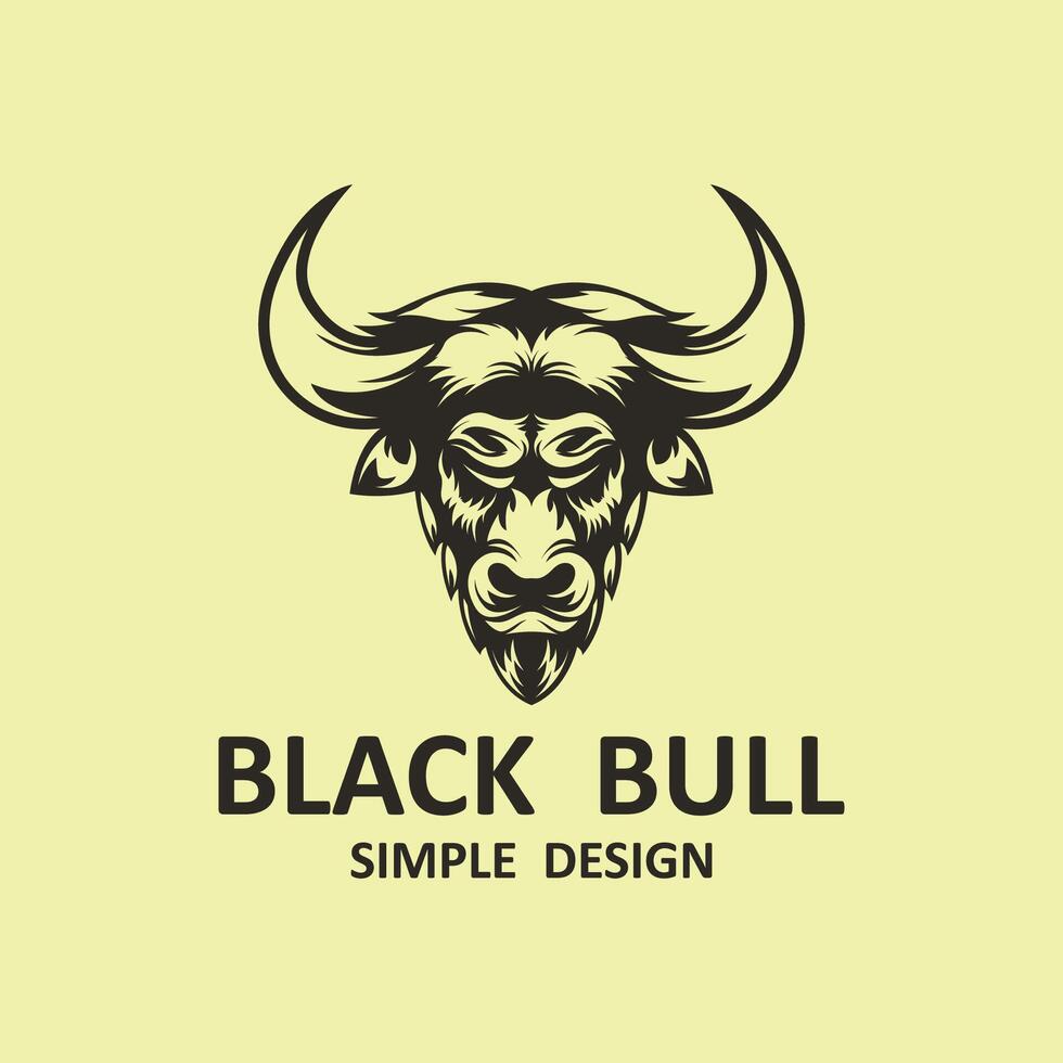 simple black bull head logo vector