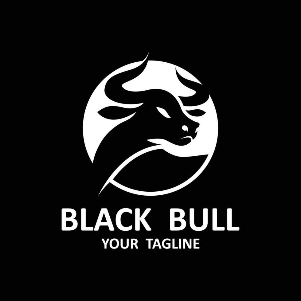simple angry black bull logo vector