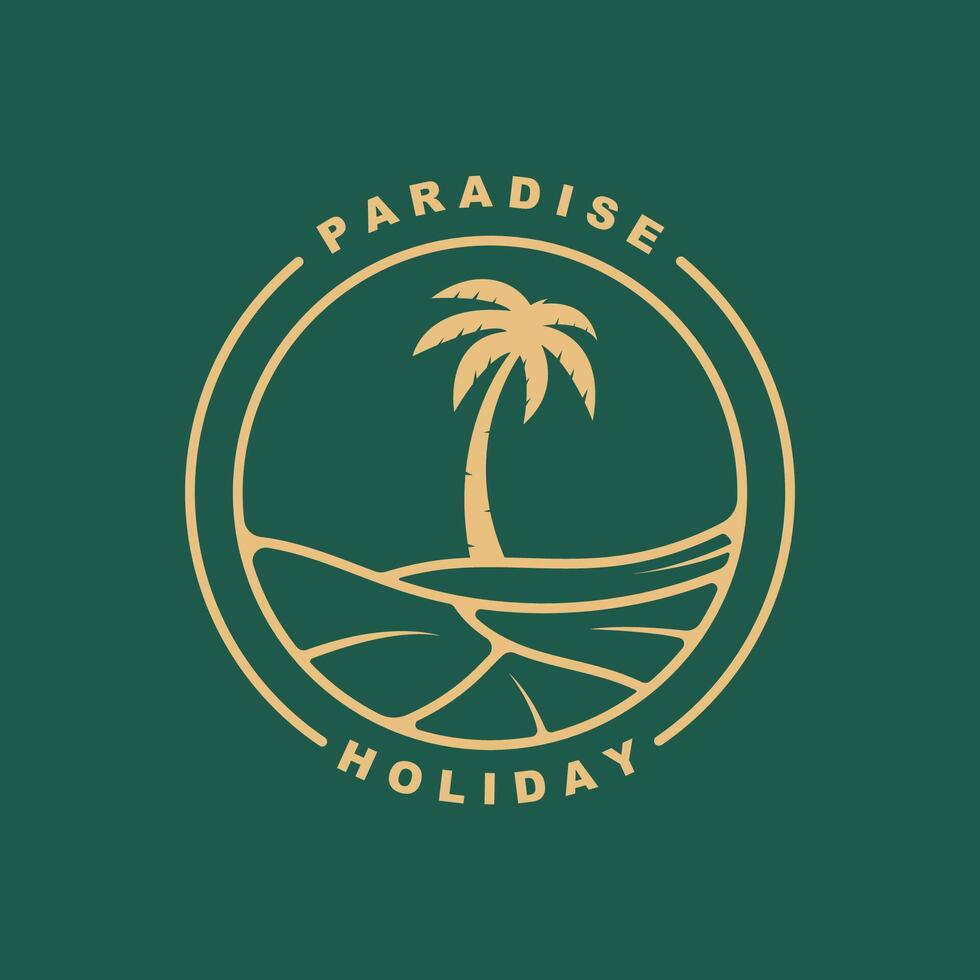 summer beach logo isolated on green background vector