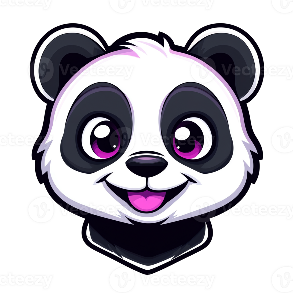 Adorable Cartoon Panda Face Happy, Playful Panda Bear Headshot png