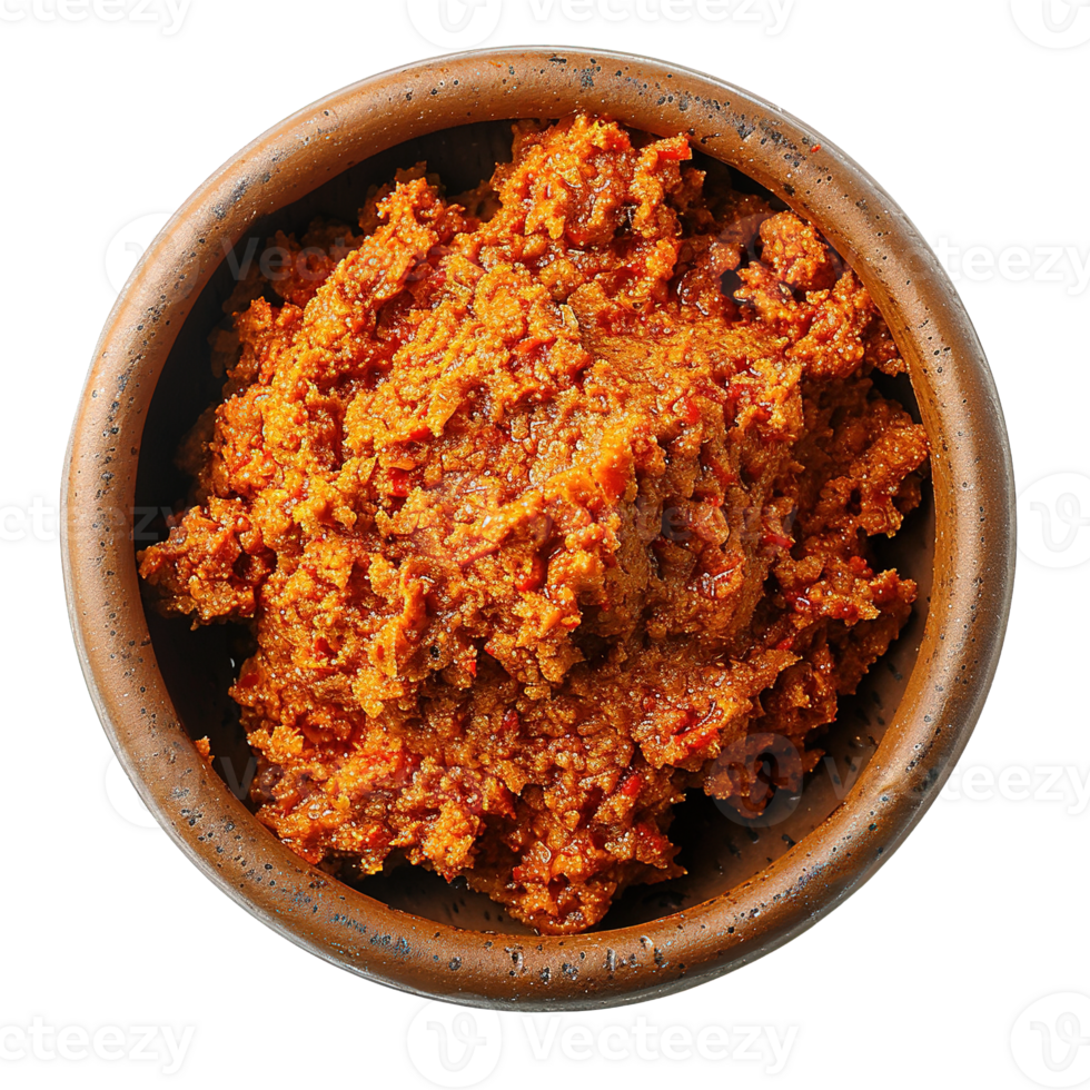 Homemade Red Curry and Chili Paste in Bowl on Transparent Background png