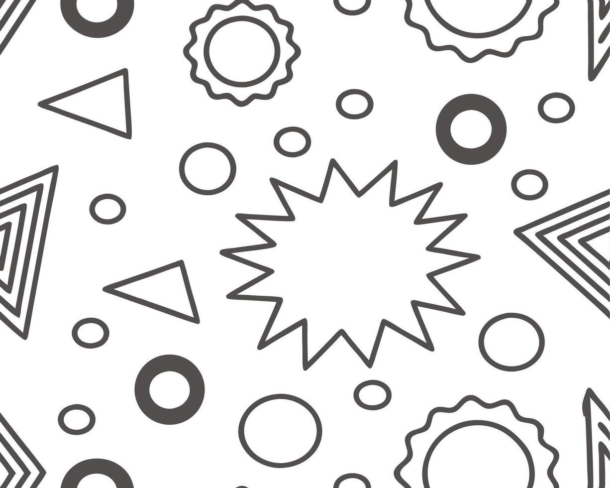 Seamless geometric pattern of various shapes in a minimalist black and white design vector