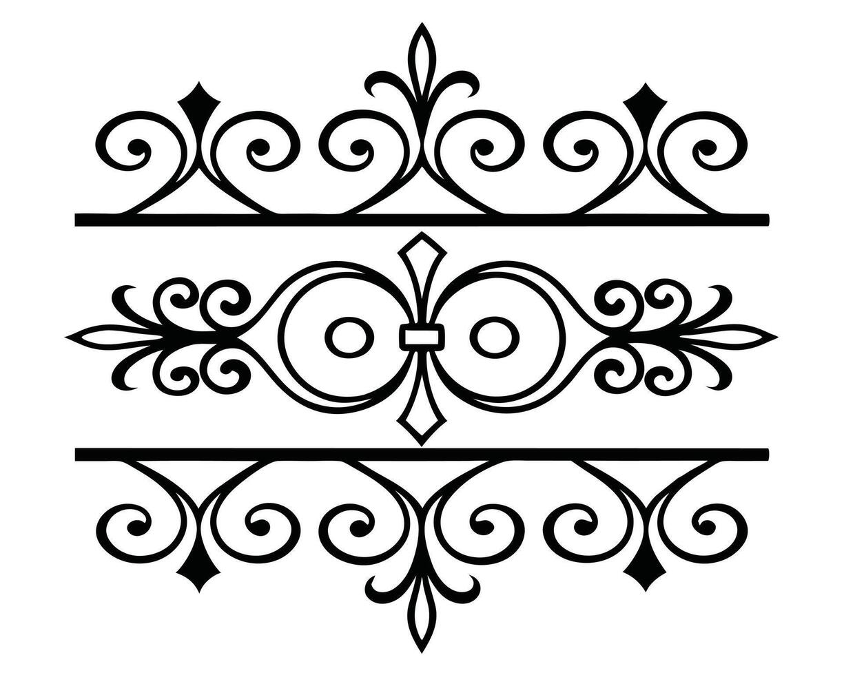 Elegant ornamental black ironwork design element in format on a clean white background vector