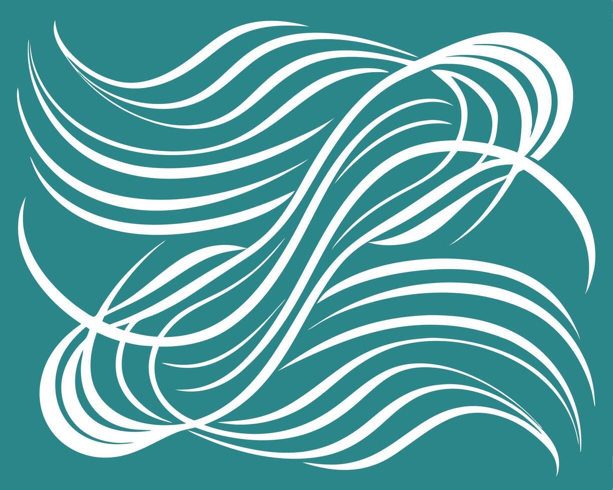 Abstract design of flowing white lines and curves on a teal background for modern designs vector