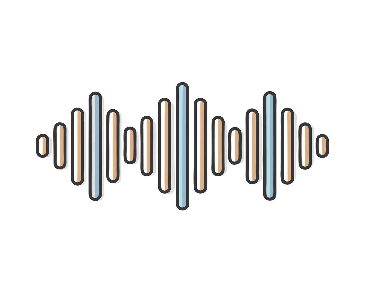 Colorful stylized sound wave icon depicting audio representation and frequency visualization vector