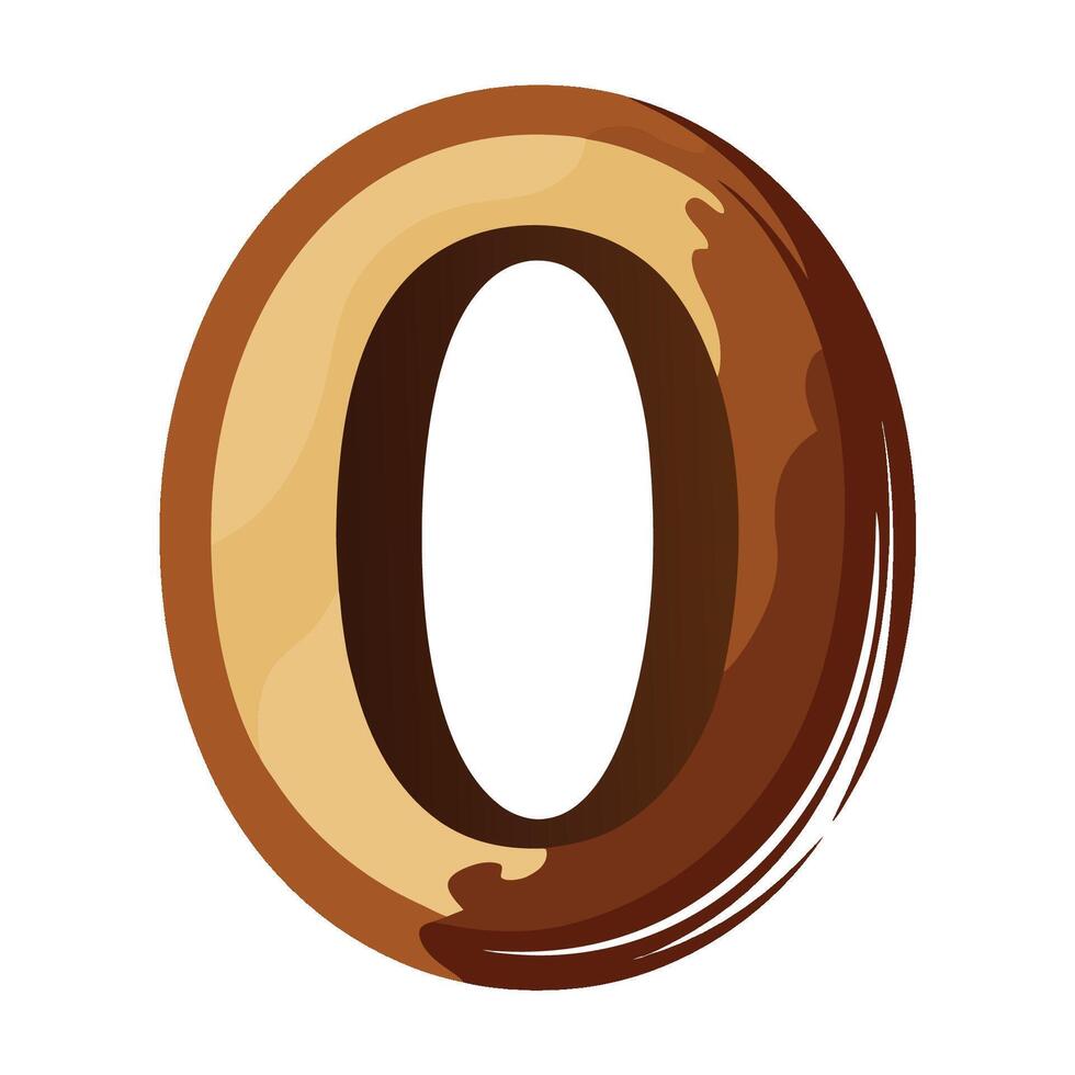 An artistic letter O painted with rich coffee and various brown shades, perfect for a cozy theme. vector