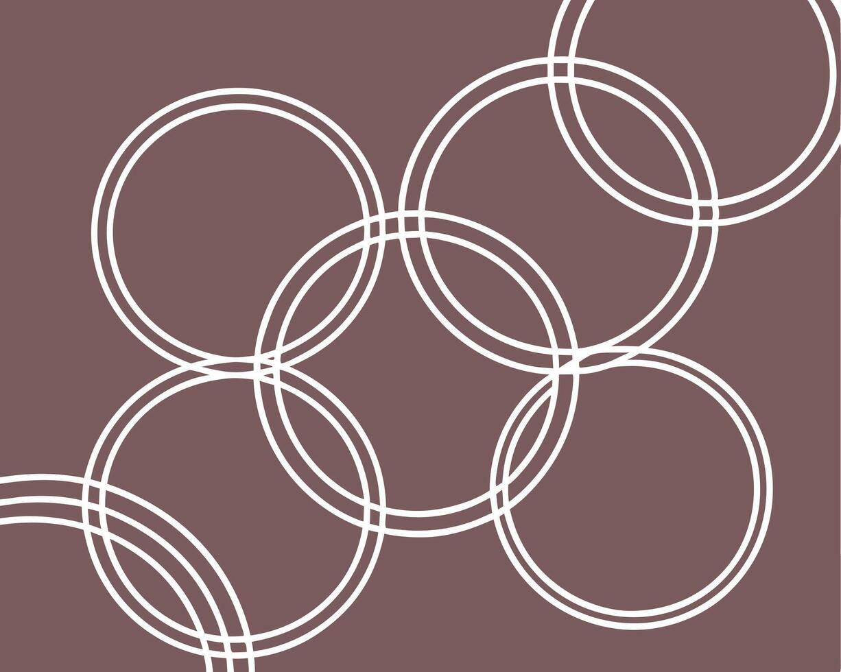 White overlapping circles form abstract design on a muted brown background creating a stylish pattern vector