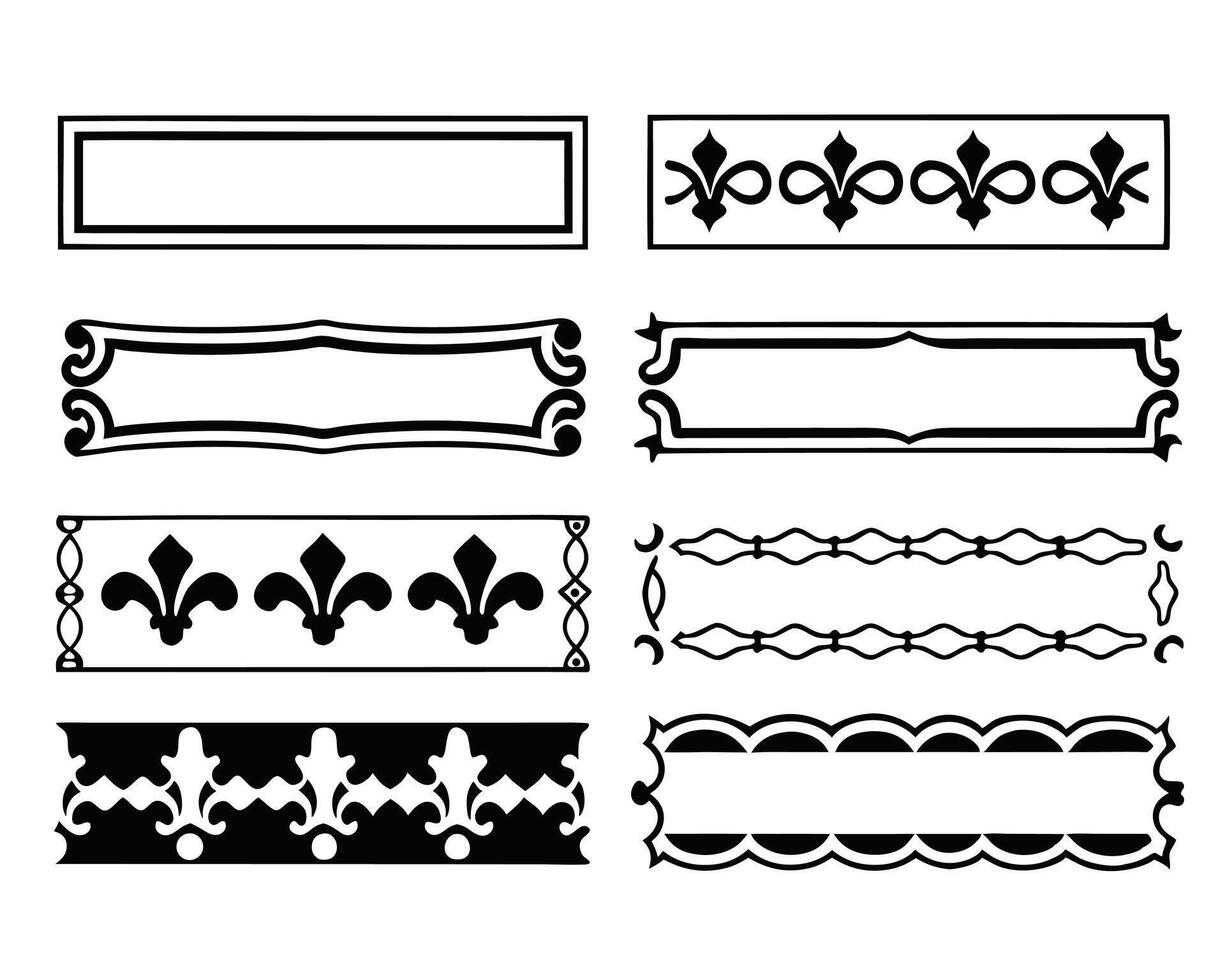 Collection of elegant black and white decorative borders and flourishes for design projects vector