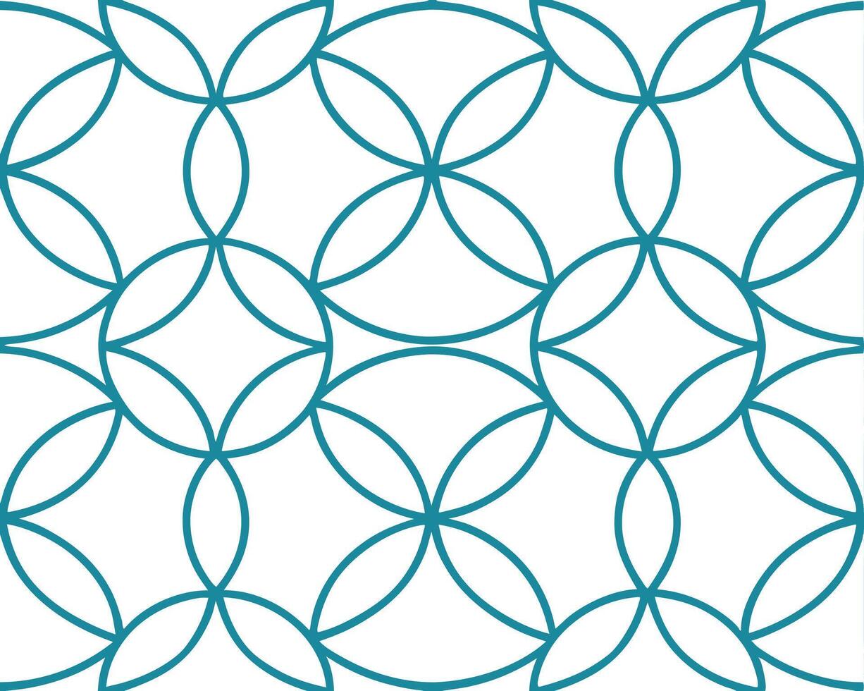 Abstract geometric seamless pattern teal blue outline repeating graphic design on white background vector
