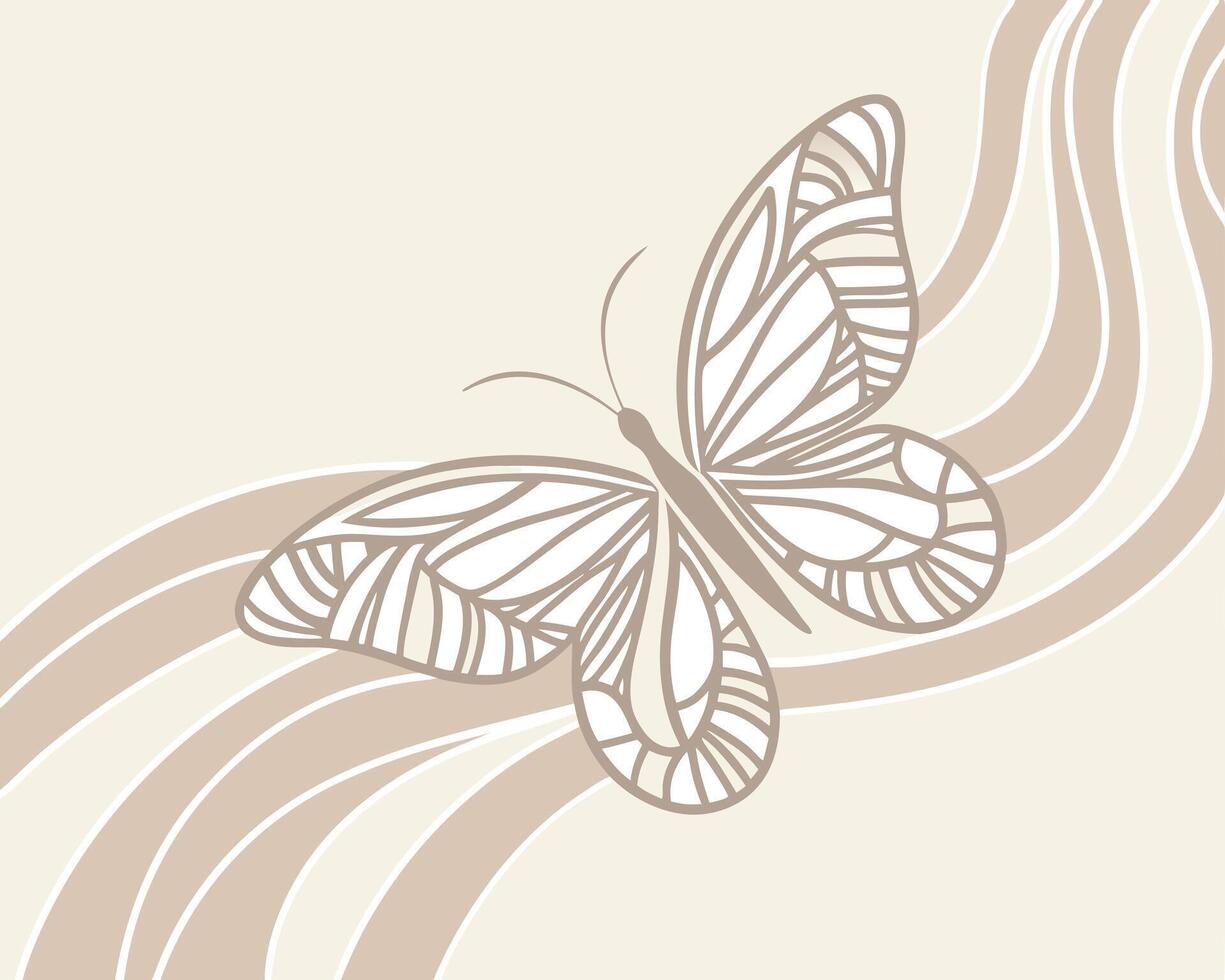 Elegant butterfly design with flowing lines creating a stylish and decorative background vector