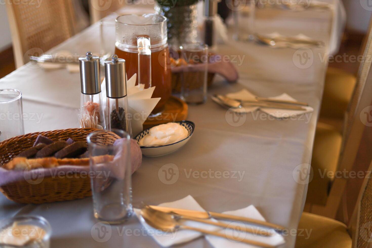 table setting in vintage style in the countryside photo