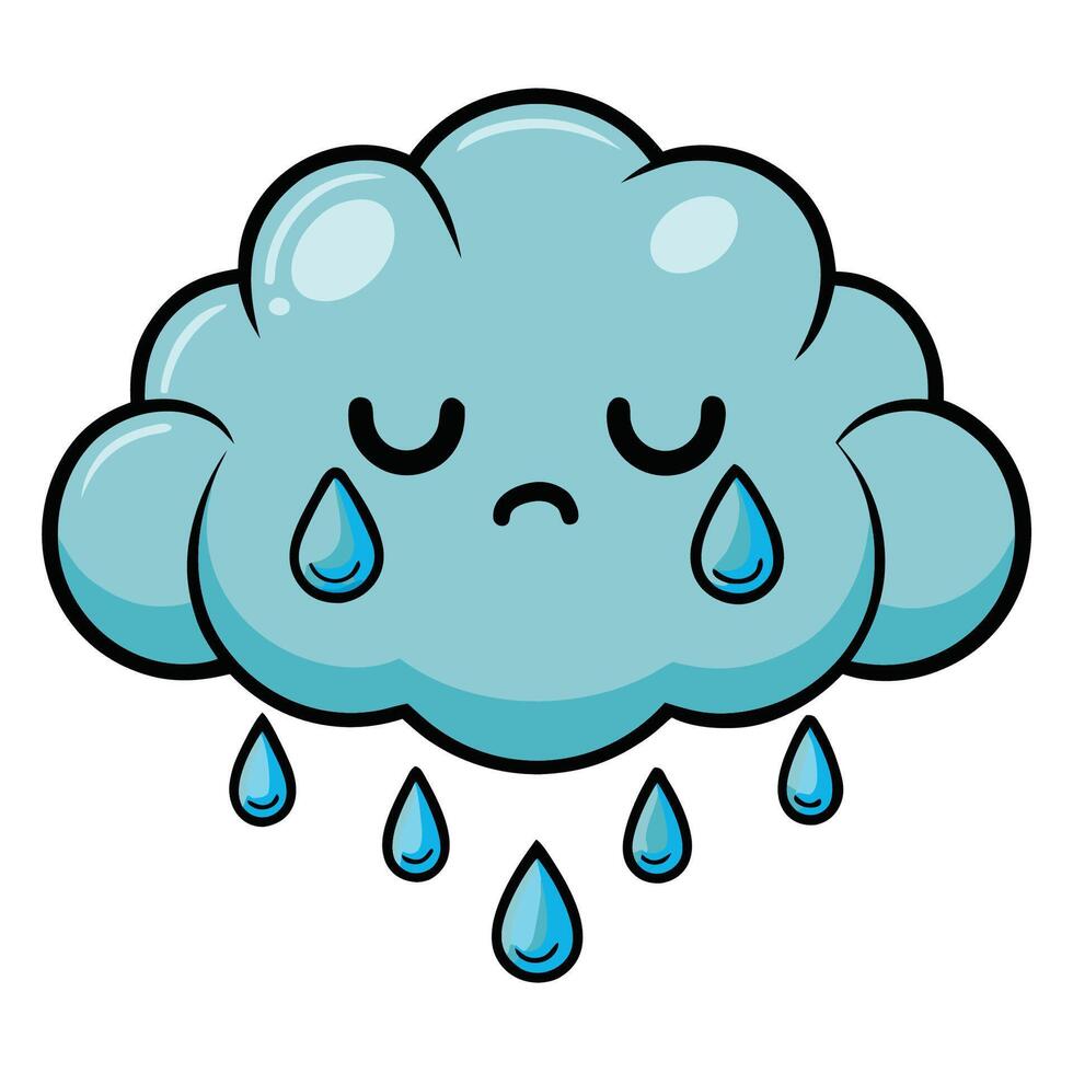 A cartoon cloud with tears on it vector