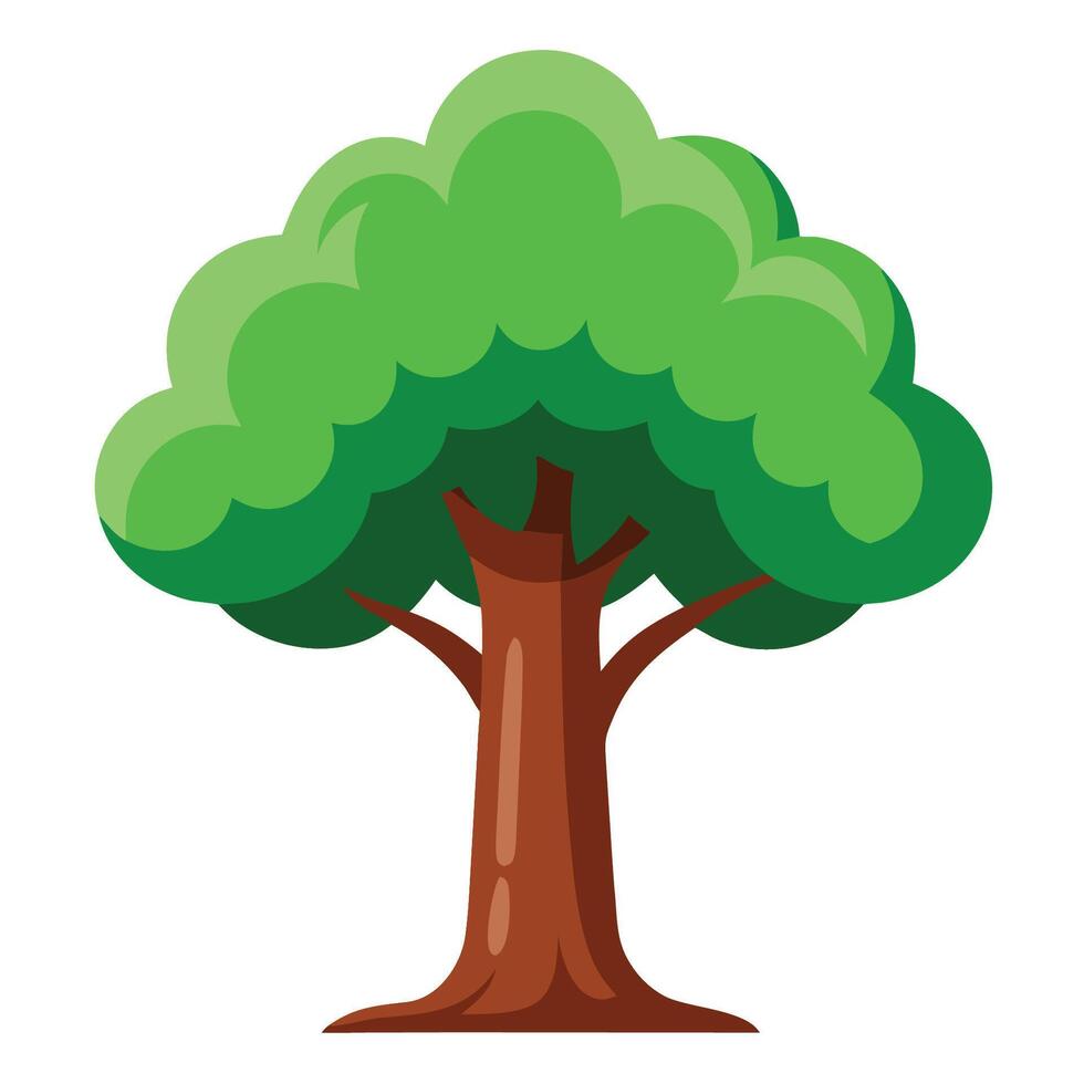 A cartoon tree with green leaves on a white background vector