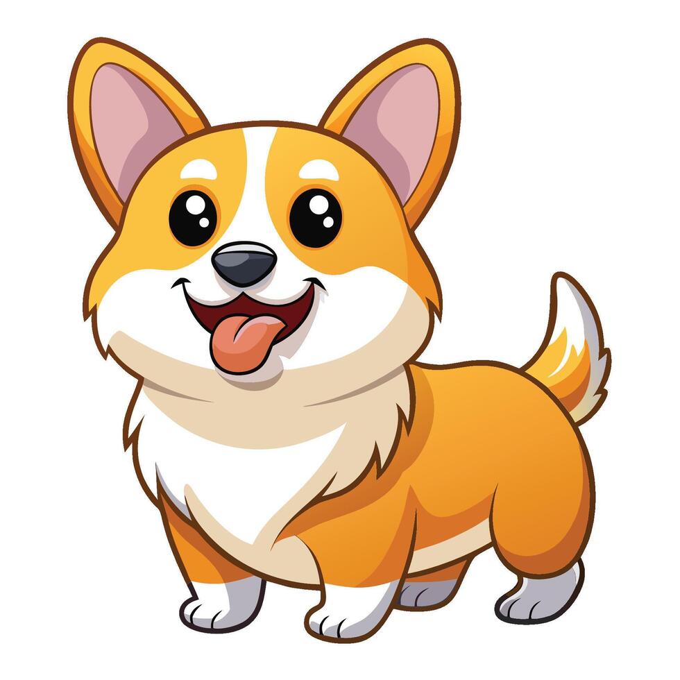 A cartoon corgi dog standing with its tongue out vector
