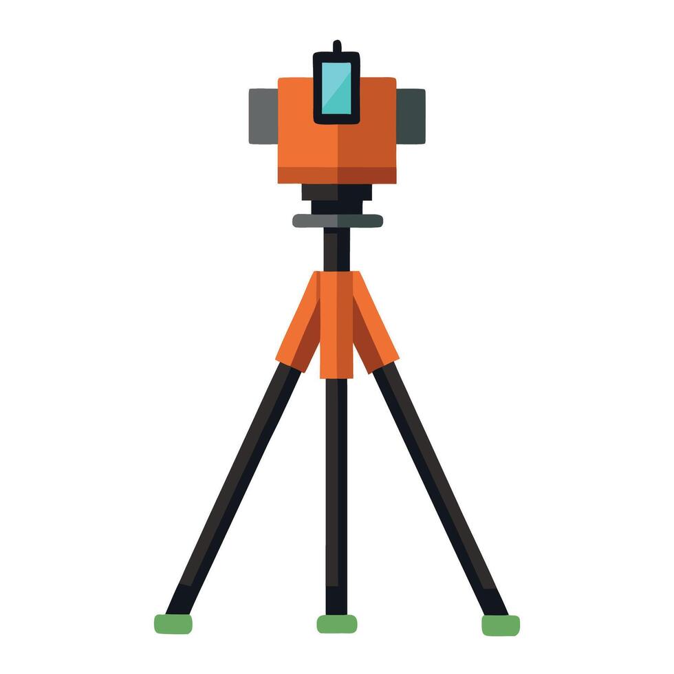 A camera on a tripod with a white background vector