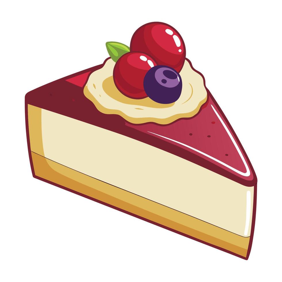 A piece of cheesecake with berries on top vector