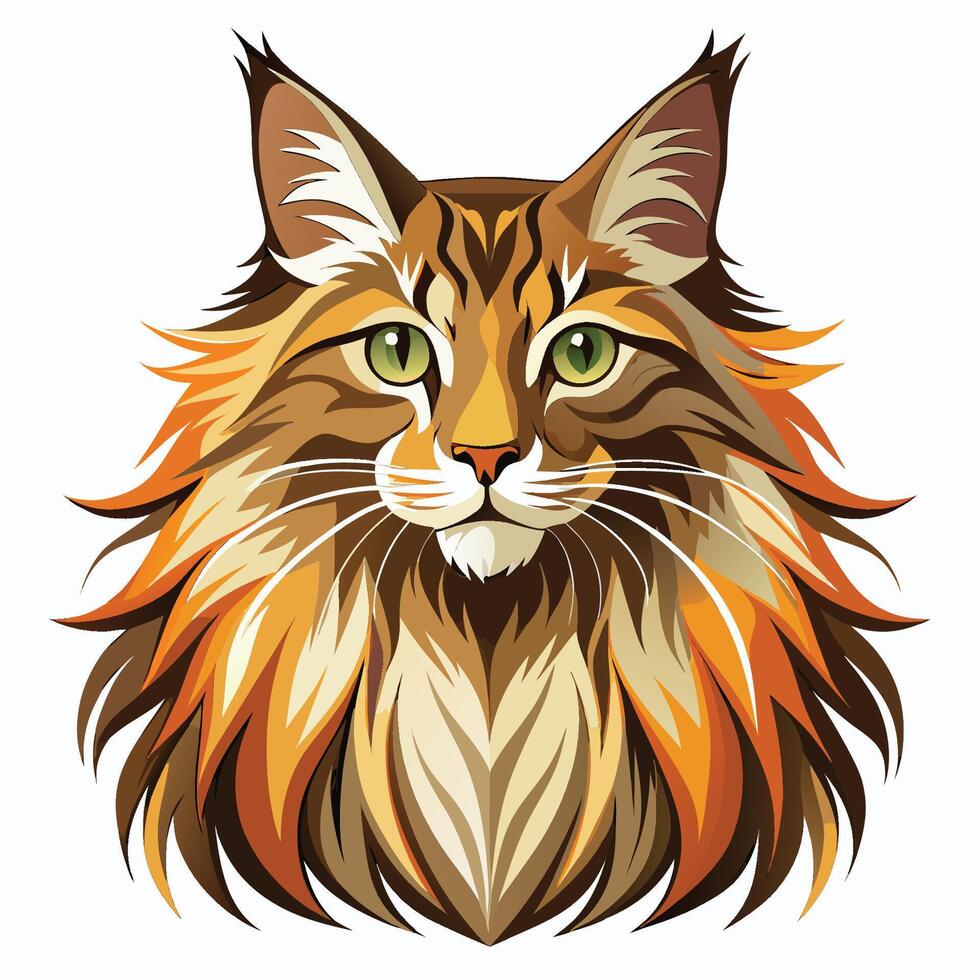 A cat with long hair and green eyes vector
