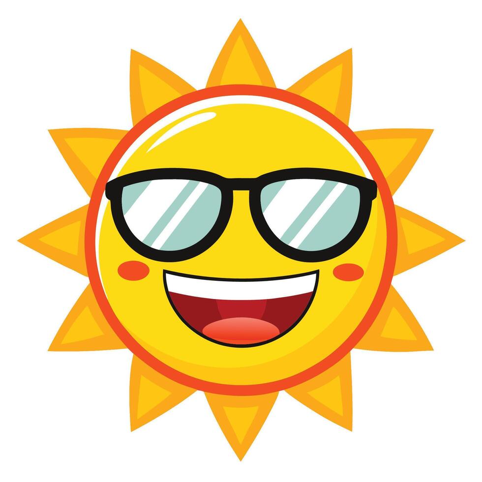 A cartoon sun with sunglasses on a white background vector