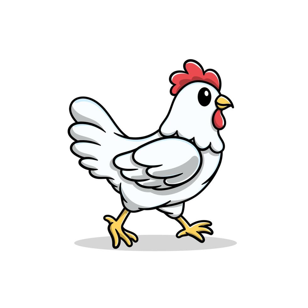 cute hen walks cartoon vector